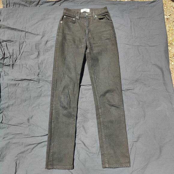 Reformation Liza‎ High Rise Straight Jeans Womens 23 Black Preppy Zip Fly - Picture 1 of 9